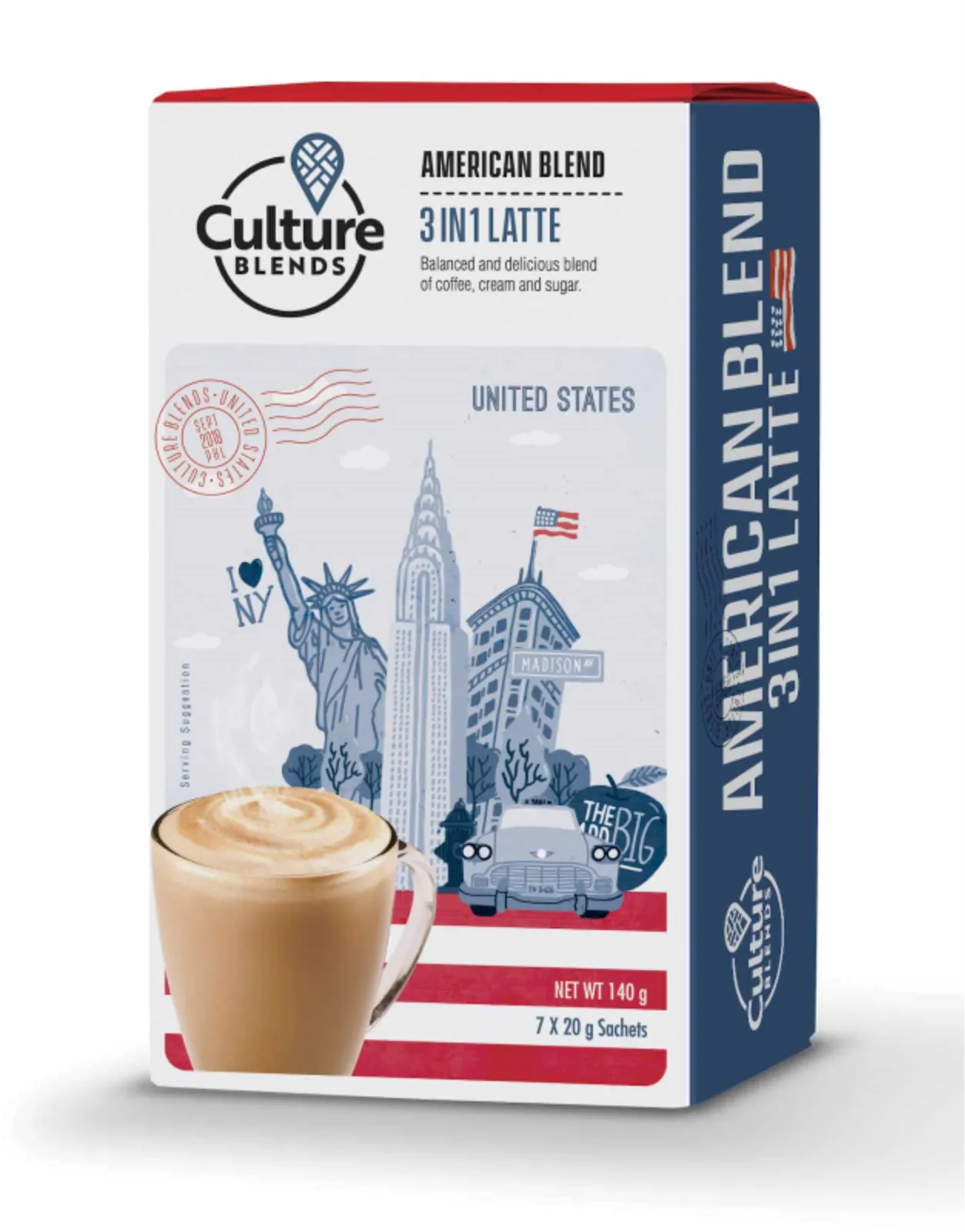 American Blend 3-in-1 Latte 7 Sachets per Box